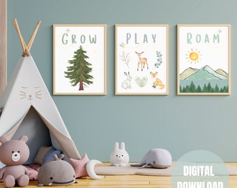 Adventure Print Set of 3 | Kids Room Wall Art | Adventure Outdoor Mountain Themed Nursery | Explore Printable Wall Art Digital Download