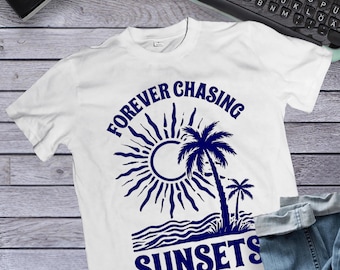 Forever Chasing Sunsets T-shirt, Beach Sunset Tee, Retro Summer Shirt, Sunset Shirt, Aesthetic T-Shirt, Coastal Tee, Beach Vibes Tee, Unisex