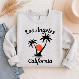 Los Angeles California Sweatshirt, LA Sweater, California Top, Sunset Sweatshirt, Palm Trees Sweatshirt, Los Angeles, Cali Souvenir, Unisex