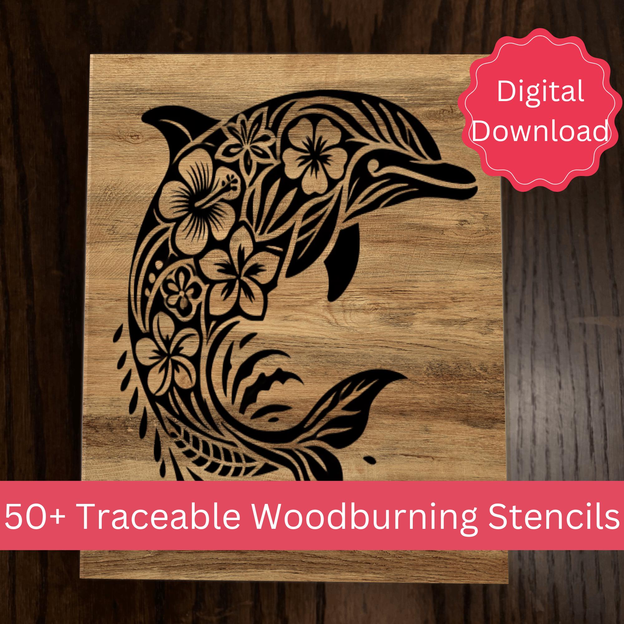 Ocean Animals Wood Burning Stencil Bundle, Traceable Pyrography, Dolphins, Turtles, Whales, Penguins, 500 X 500 PNG, Digital Download - Etsy for Traceable Free Printable Wildlife Wood Burning Patterns