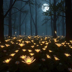 Moonlit Glowing Flowers Wallpaper: 10-Pack HD Digital Backgrounds