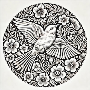 Pacchetto di stencil per pirografia a forma di uccelli, 50 motivi per pirografia, 512x512 PNG, download digitale, arte murale, regalo di compleanno o di Natale fatto in casa. immagine 8
