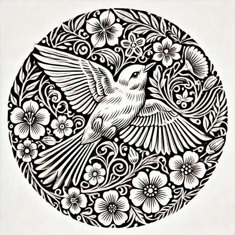 Pacchetto di stencil per pirografia a forma di uccelli, 50 motivi per pirografia, 512x512 PNG, download digitale, arte murale, regalo di compleanno o di Natale fatto in casa. immagine 8