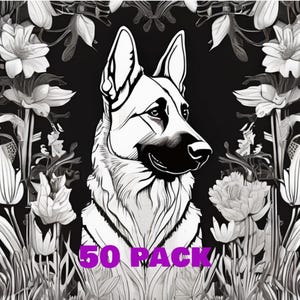 Dog Lovers wood burning 50 pack Pattern, template, Stencil, 512x512 PNG, various dogs with unique settings, digital art, graphics.