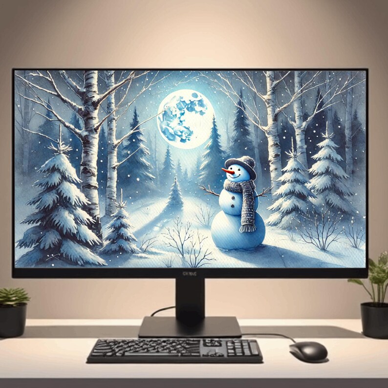 Christmas Theme Wallpaper Bundle, Holiday Aesthetic, Snowman, Candy