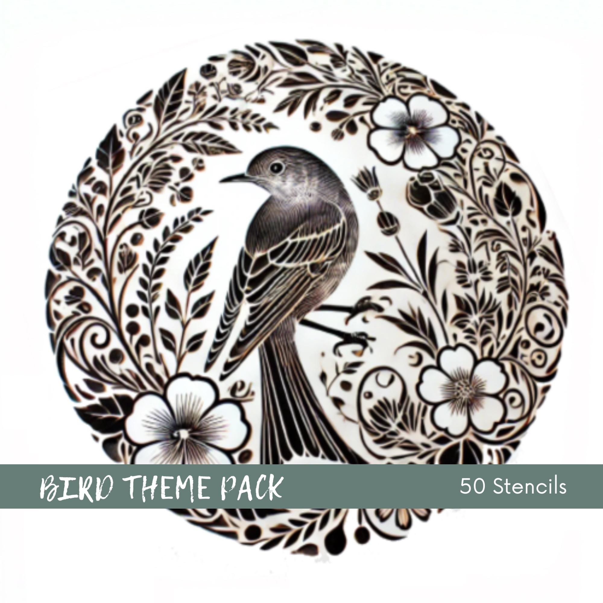 Bird Pyrography Stencil Bundle, 50 Wood Burning Patterns, 512x512 PNG ...