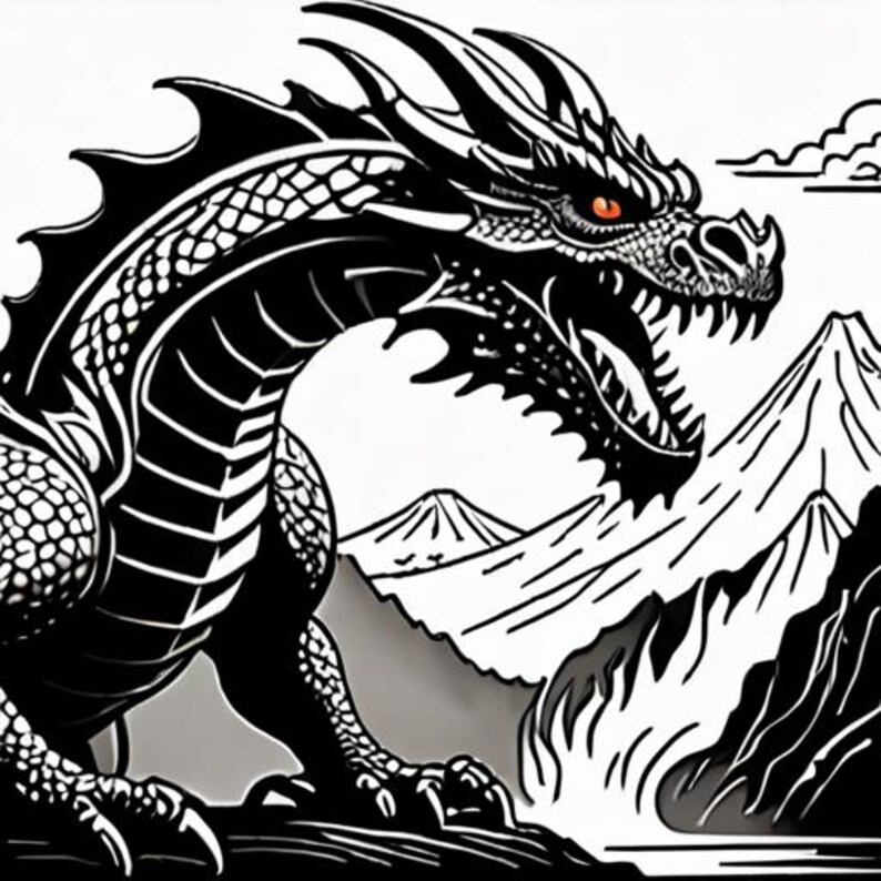Dragon 50 Pack Wood Burning Pattern, Original, PNG Files, Unique ...