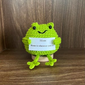Handmade Crochet Frog Plush, Positive Gift with Card