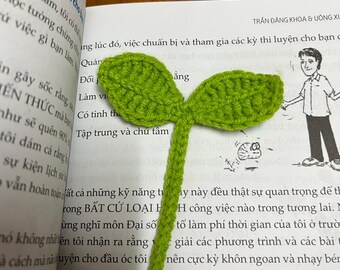 Crochet Leaf Sprout: Handmade Cotton Headphone Accessory, Bookmark