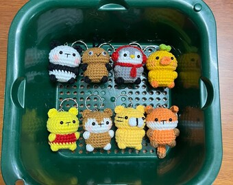 Crochet Animal Keychain: Mouse, Fox, Duck, penguin, panda, tiger, winne the poon