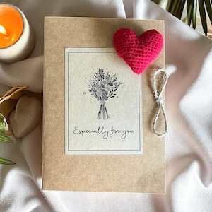 Handgemachte häkeln Herzkarte, Taschen Umarmung & Liebe Token, durchdachtes Geschenk für Mama, Muttertag, oder Geliebte