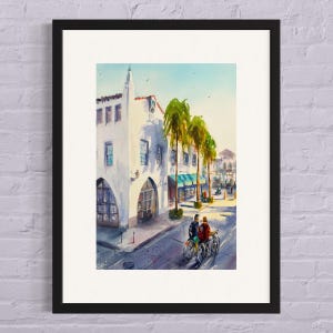Santa Barbara State Street California Travel Wall Art Poster Watercolor Print