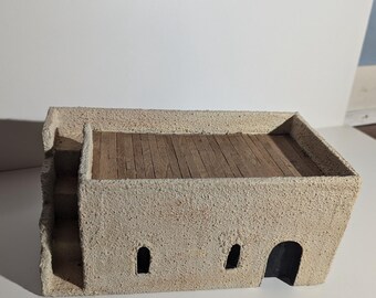 Miniature sandstone building for tabletop games.