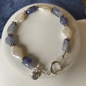 Bracelet — Iolite, Freshwater Pearls and Silver Accents