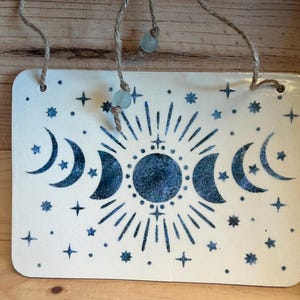 Handmade Ceramic Wall Hanging — Phases of the Moon and Celestial Motif
