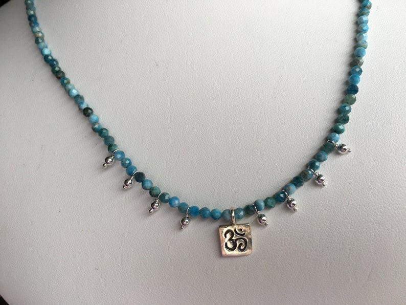 Faceted Apatite Necklace \u2014 Sterling Om Charm Sterling Dangle Charms