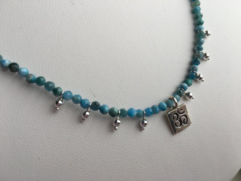 Faceted Apatite Necklace \u2014 Sterling Om Charm Sterling Dangle Charms