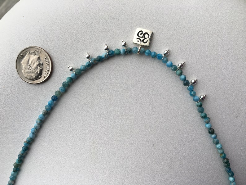 Faceted Apatite Necklace \u2014 Sterling Om Charm Sterling Dangle Charms