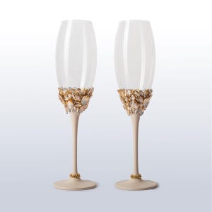 Wedding flutes Pair Eternity wedding, Personalized, Wedding glasses Beige and gold wedding, Personalized glasses, Custom Glasses Beige