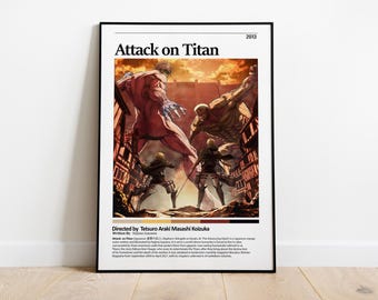 Attack on Titan-väggkonst: Retro minimalistisk anime-tavla
