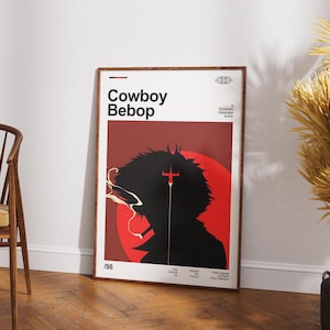 Cowboy Bebop Movie Poster: Minimalist Mid-Century Modern Art Print