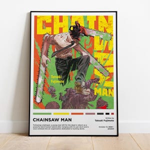 Chainsaw Man Poster, Chainsaw Poster, Chainsaw Print, Movie Poster, Minimalist Art, Anime Poster, Wall Decor