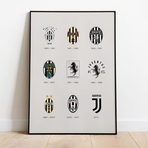 Poster digitale del logo della Juventus FC, poster di calcio, stampa di calcio, decorazione da parete, calcio minimalista, poster digitale