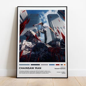 Chainsaw Man Poster, Chainsaw Poster, Chainsaw Print, Movie Poster, Minimalist Art, Anime Poster, Wall Decor