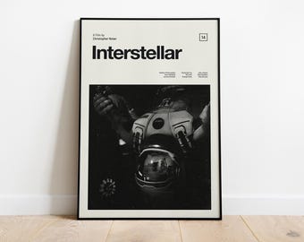 Interstellar Movie Poster: Minimalist Mid-Century Modern Art Print