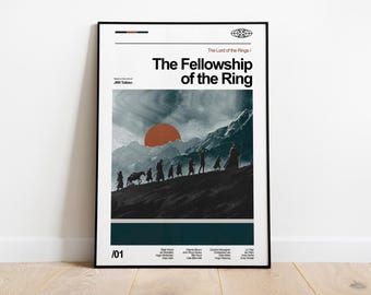 Fellowship of the Ring Poster, Tolkien Middle Earth Wall Art