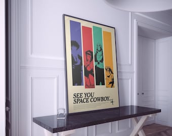 Cowboy Bebop-filmaffisch: Minimalistiskt konsttryck från mitten av århundradet