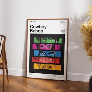 Cowboy Bebop Movie Poster: Minimalist Mid-Century Modern Art Print