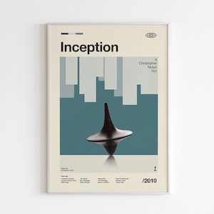 Affiche du film Inception : impression d&#39;art moderne minimaliste Mid-Century
