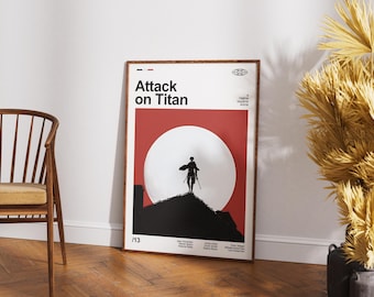 Attack on Titan Anime Poster, Minimalist Movie Print