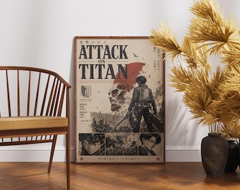 Attack on Titan Anime-affisch, minimalistisk filmposter