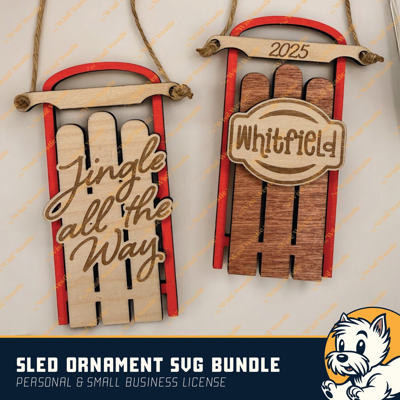 Sled Ornament SVG Bundle | Jingle All the Way | Let It Snow ...