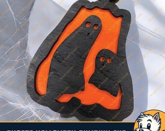 Ghosts Halloween Pumpkin SVG | 2 Layer Halloween Decoration File | Laser Cut File  | Spooky Halloween Decoration