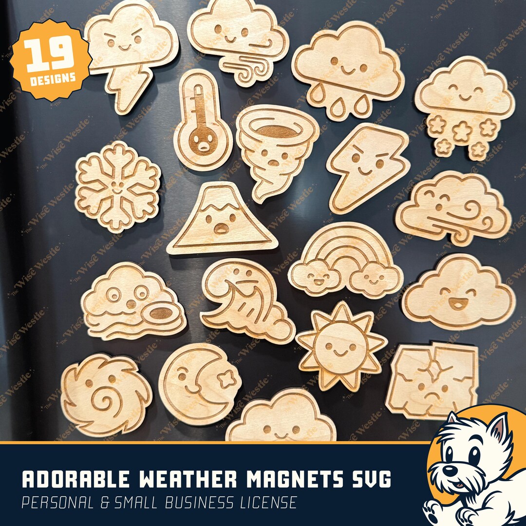 Adorable Weather Magnet SVG Set – 19 Cute Laser Cut Designs for Kids ...