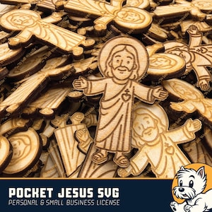 Jesús de bolsillo SVG, Mini Jesús Archivo Láser, Glowforge Ready, SVG Cristiano, Regalo de Fe, Archivo Cortado con Láser, SVG Inspirador, Bendición de Bolsillo