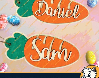 Carrot Easter Basket Tag SVG, Carrot Easter Hanger, Custom Name Carrot Svg, Easter Carrot Svg, Bunny Carrot, Name Hanger File