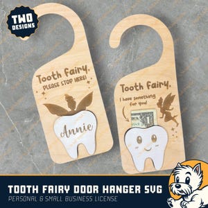 Porta-cabide Tooth Fairy Corte a laser Arquivo – Porta-dinheiro SVG – Porta-dentes Arquivo Glowforge – Dois designs incluídos