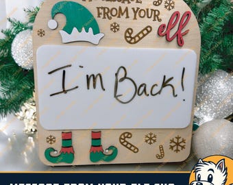 Message from Your Elf Dry Erase Board SVG | Holiday Acrylic Sign for Kids Notes | Christmas Laser Cut File | Reusable Board Template | Shelf