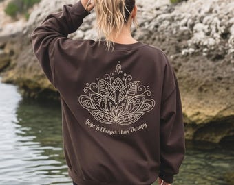 Boho Yoga Wear, Is Cheaper Than Therapy Shirt – Personalized Mandala Lotus Yoga Hoodie, Sweatshirt, Custom Name Gift