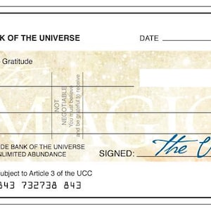 Denaro Assegno Gratitudine Universo Metafisico Desiderio Magia Oro