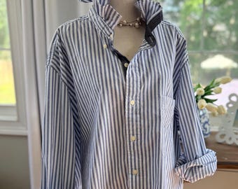 Repurposed Men’s Nautica button down shirt with ruffle collar Men’s 3XL