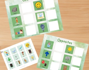 Opposites Matching Activity, Preschool, Kindergarten, Nursery, Homeschool, Busy Book, Pre-k, Printable Worksheets (Digital Download)