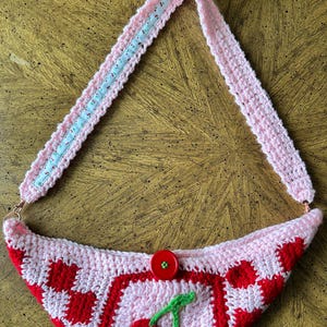 Crochet Cherry Crossbody Bag | Handmade Bag | Fruit Purse | Crochet Bag | Crochet Purse | Gift For Her | Summer Bag | Small Bag | Cherry