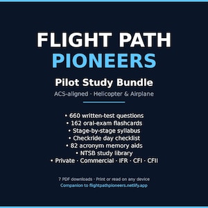 Pilot Study Bundle - Printable Aviation Pdf Guides - Helicopter and Airplane - Private through CFII - Practice Questions + Flashcards