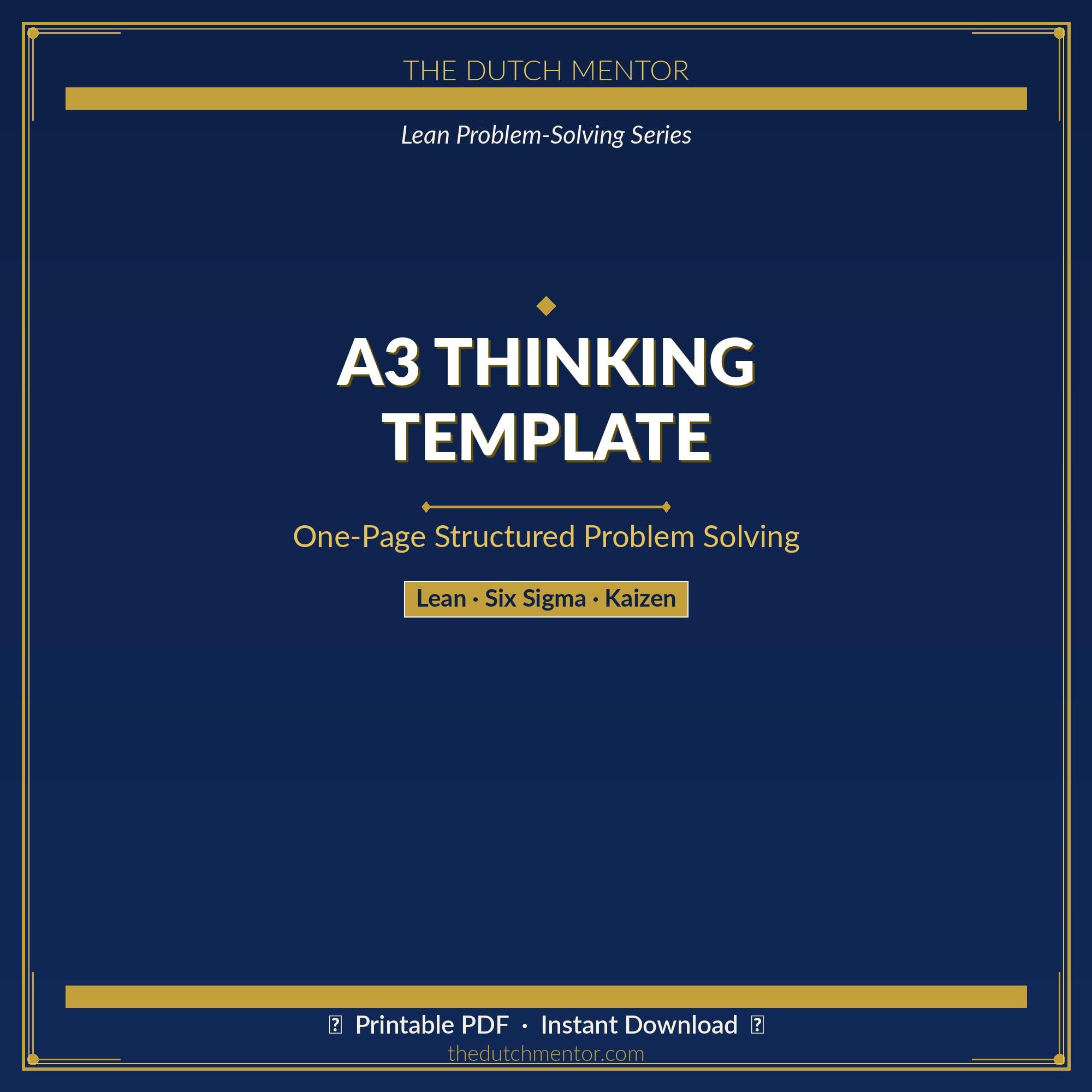 Lean Problem Capture Template A3 Thinking Template PDF | Lean Problem Solving One-pager Worksheet for ...