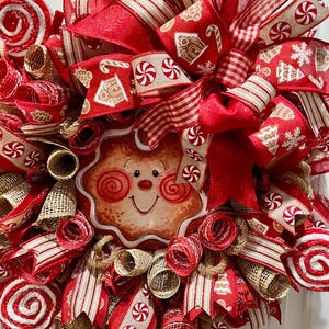 Gingerbread man wreath, Christmas gingerbread man, classic gingerbread man, whimsical gingerbread man.